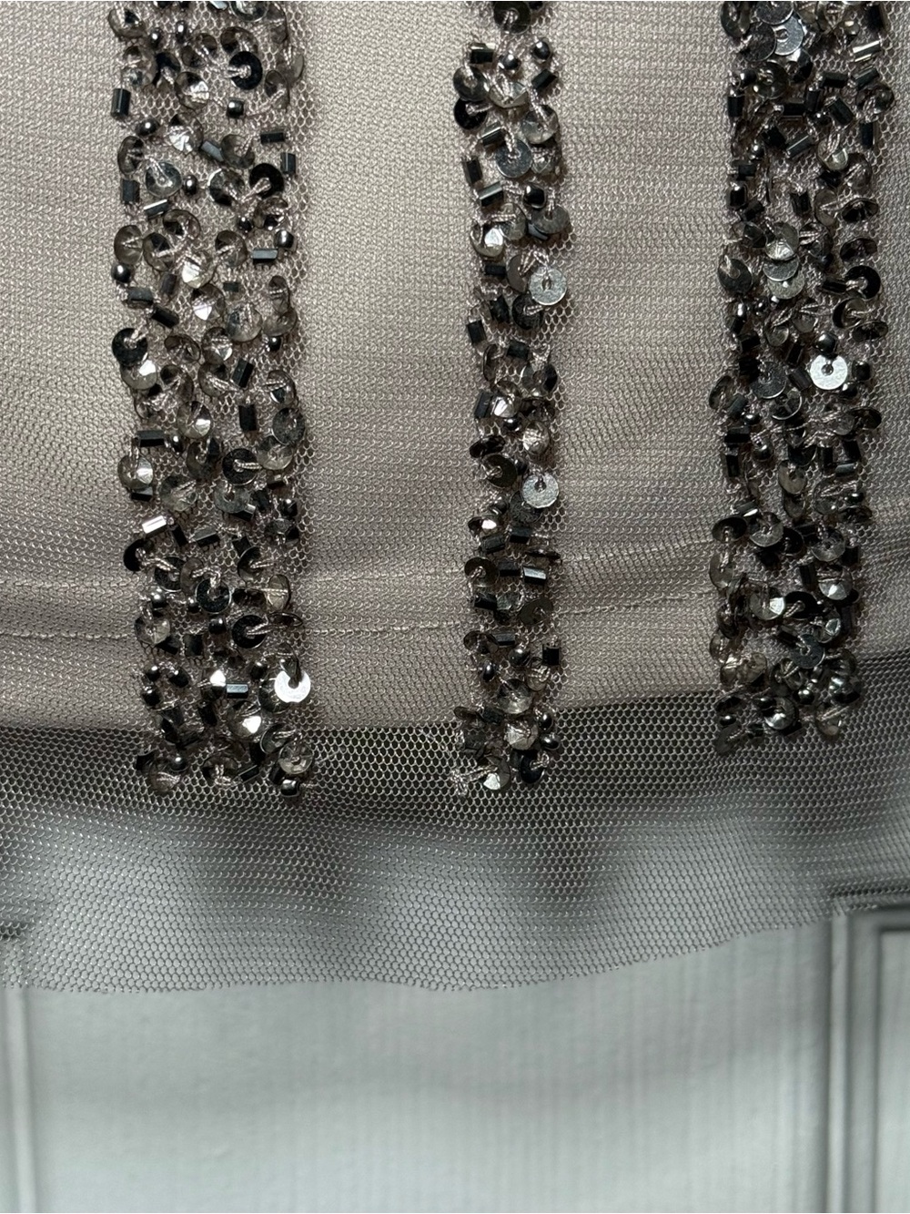 Adrianna Papell Taupe Sequin V-Neck Sheath Dress NWT - Wedding NYE Holiday Party - Picture 6 of 9